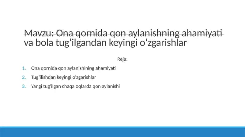 Ona qornida qon aylanishi va uning ahamiyati 1