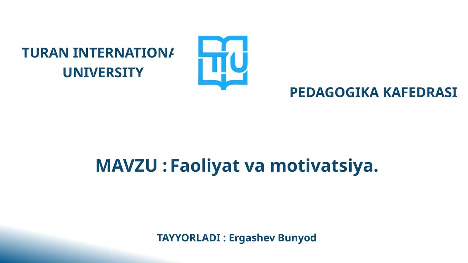 Faoliyat va motivatsiya 1