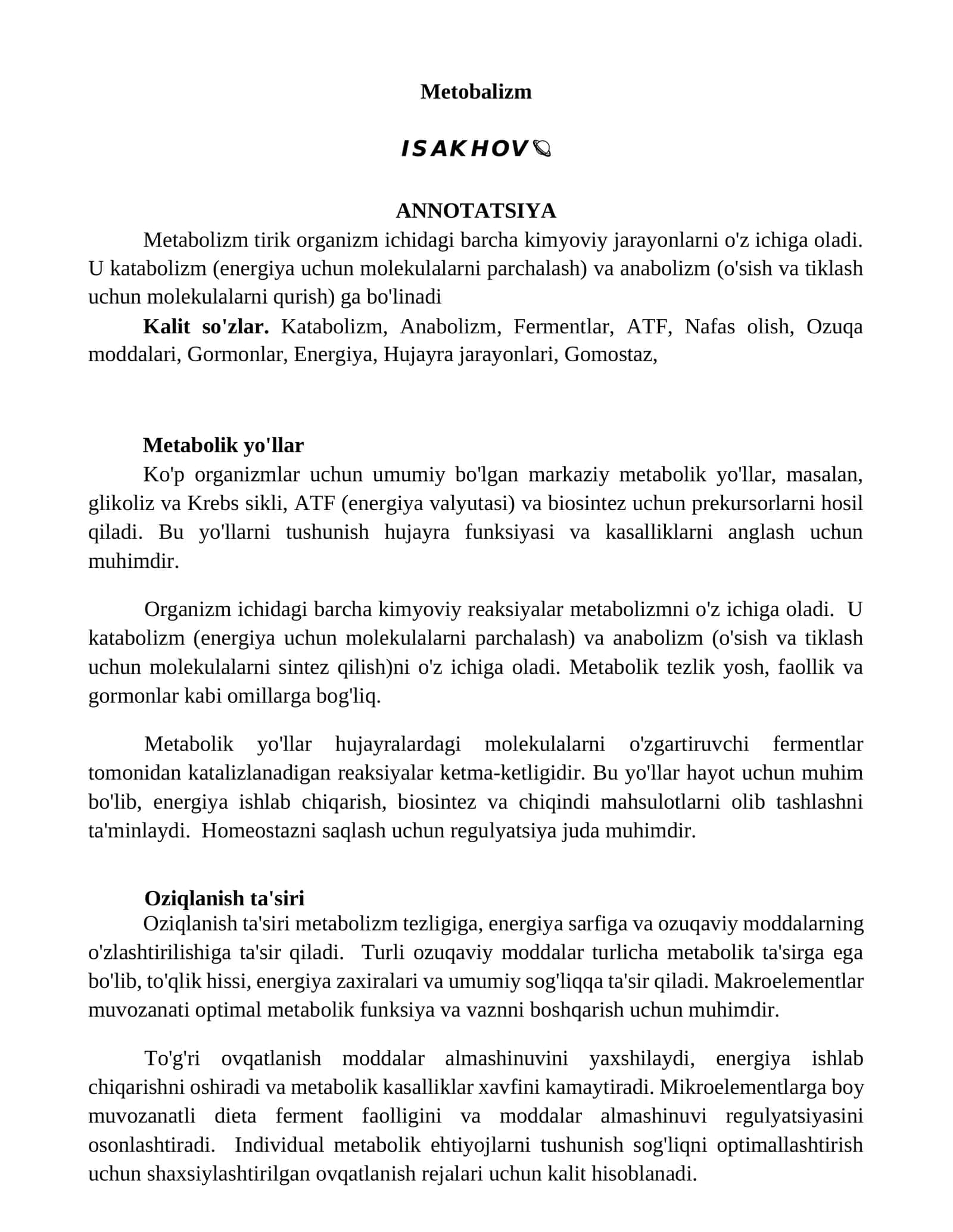 Metobalizm 1