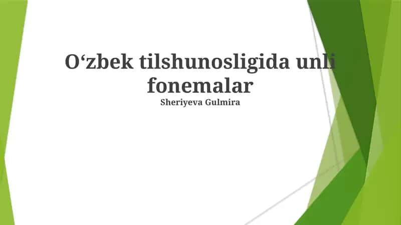 Oʻzbek Tilining Unli Fonemalari 1