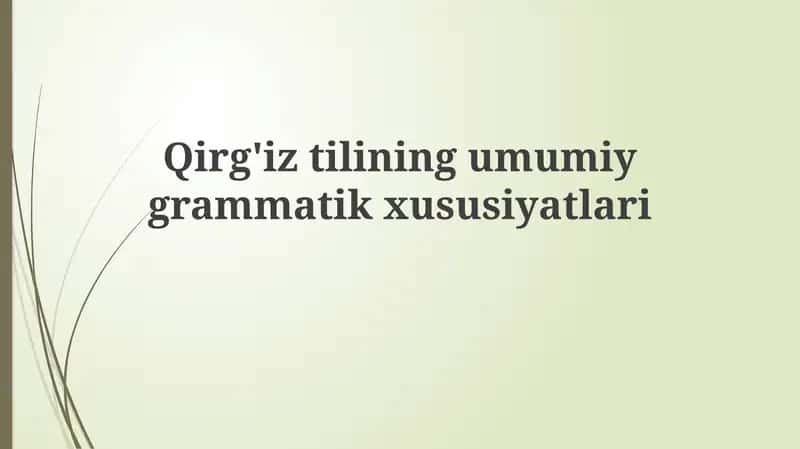 Qirg'iztilining umumi grammatik xususiyatlari 1