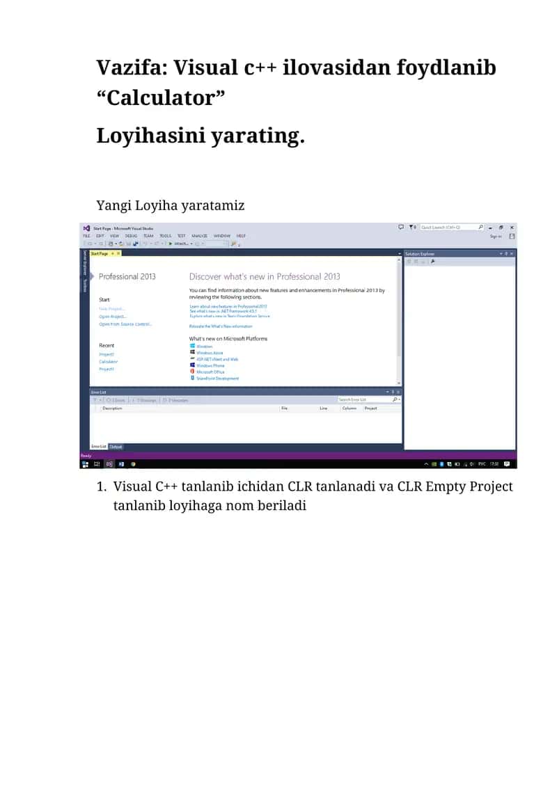 Visual C++ ilovasidan foydlanib “Calculator” 1