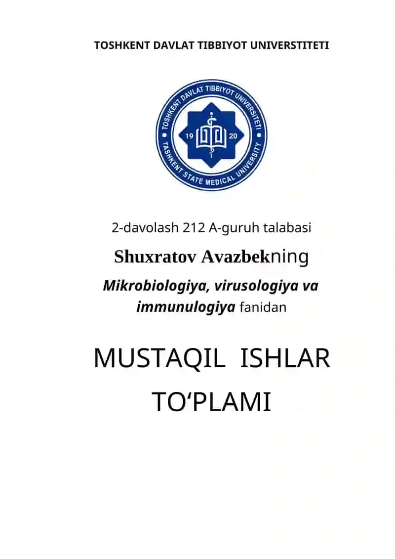 Mikrobiologiya, virusologiya va immunulogiya
