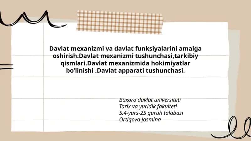 Davlat Mexanizmi va Davlat Funksiyalari 1