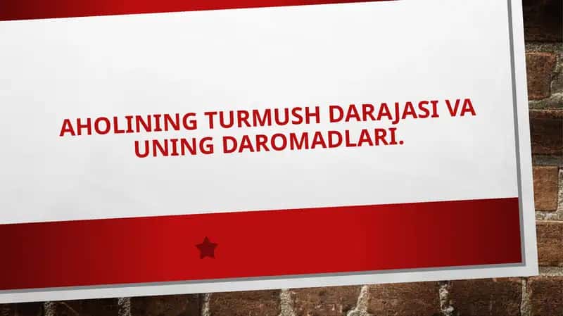Aholining turmush darajasi 1
