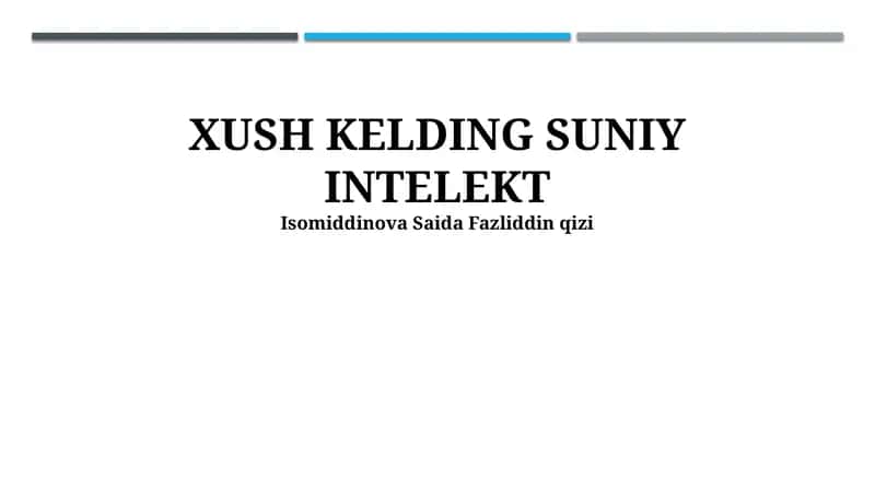 Sun'iy Intellektning rivojlanishi tarixi 1