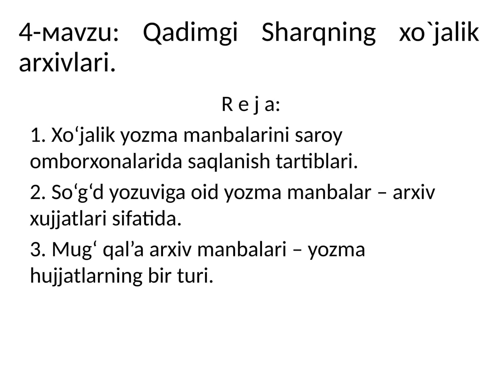 Qadimgi Sharqning xo`jalik arxivlari 1