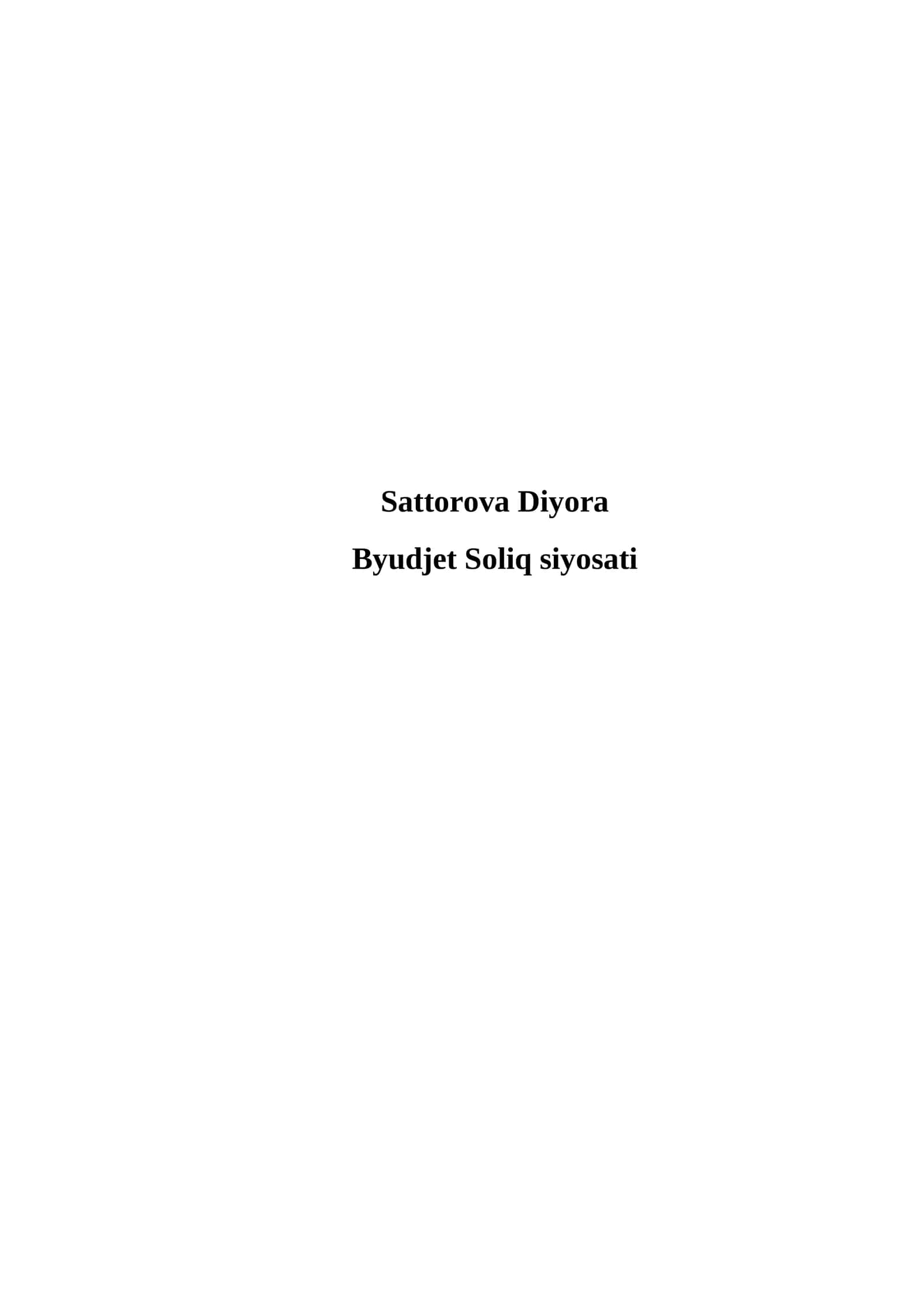 Soliq Siyosati 1