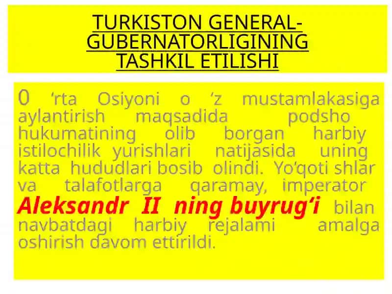 TURKISTON GENERAL-GUBERNATORLIGINING TASHKIL ETILISHI