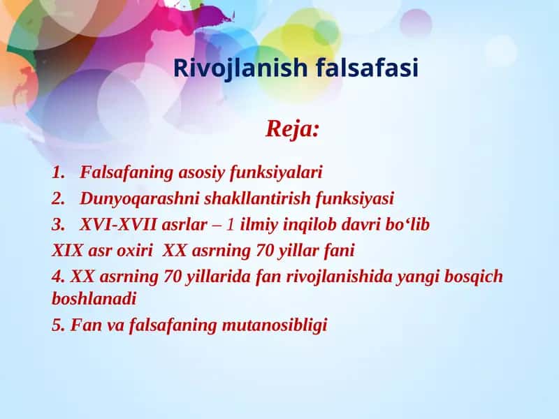Rivojlanish falsafasi 1