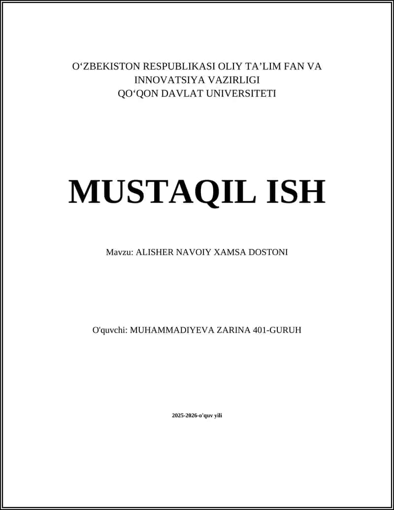 ALISHER NAVOIY XAMSA DOSTONI 1