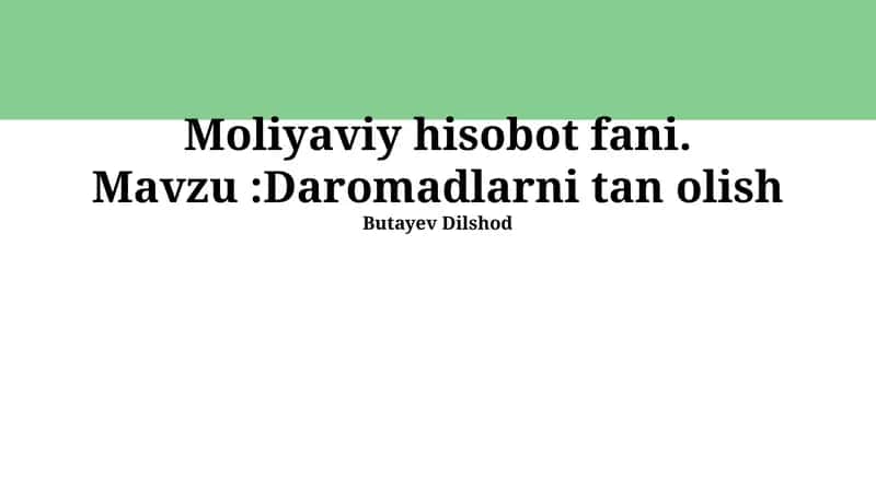 Daromadlarni tan olish 1