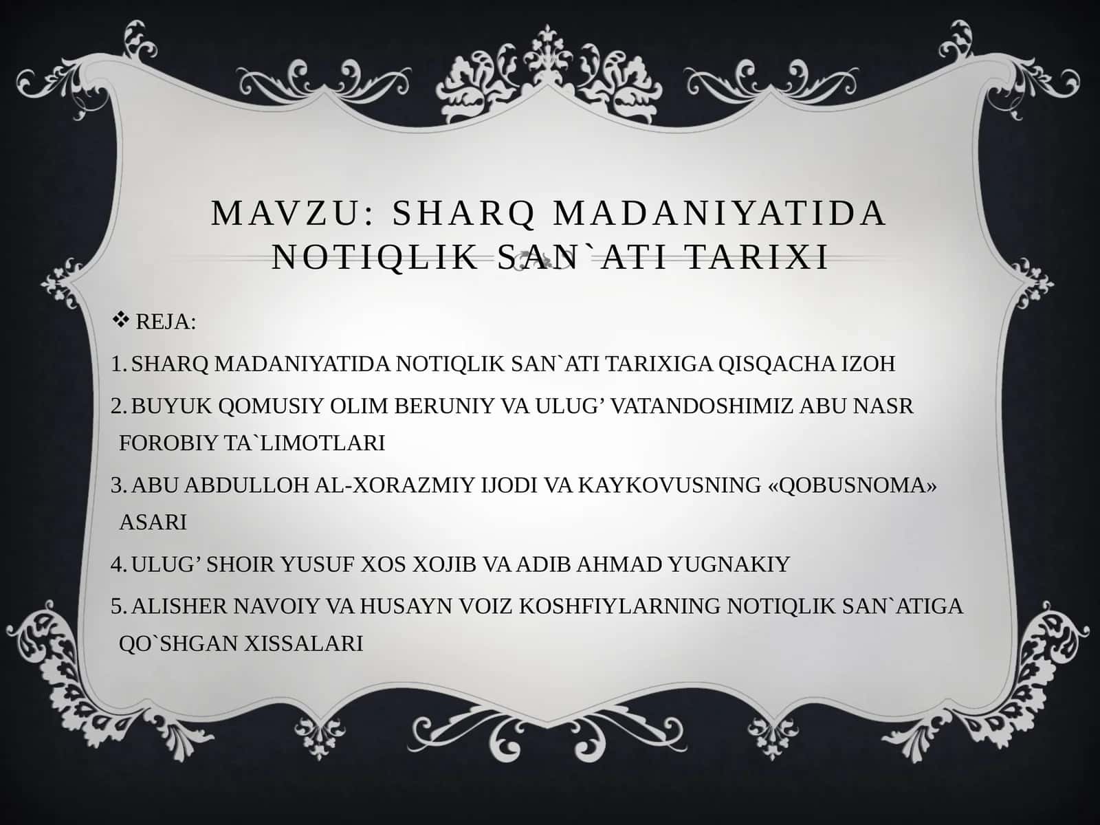 SHARQ MADANIYATIDA NOTIQLIK SAN`ATI TARIXI 1