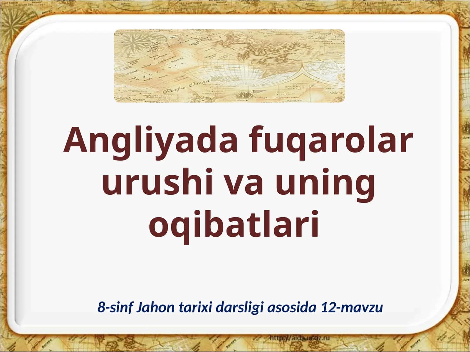 8-sinf Jahontarixidarsligi asosida 12-mavzu 1