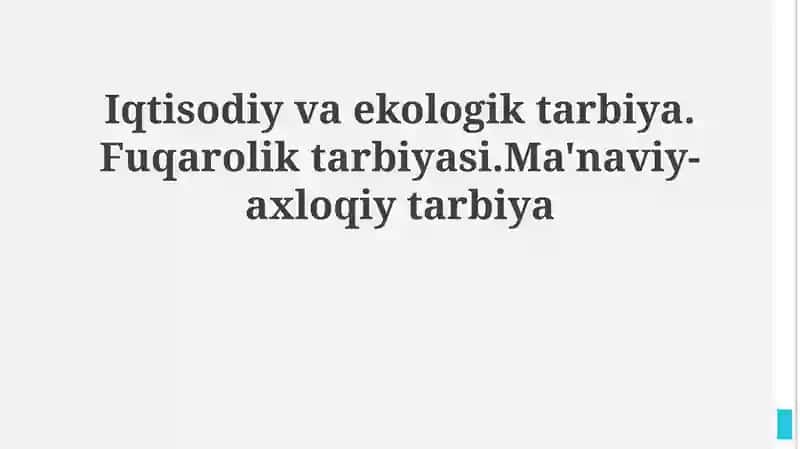 Iqtisodiy va ekologik tarbiya