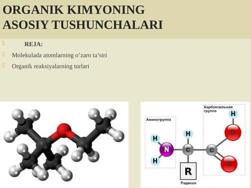 ORGANIK KIMYONINGASOSIY TUSHUNCHALARI 1