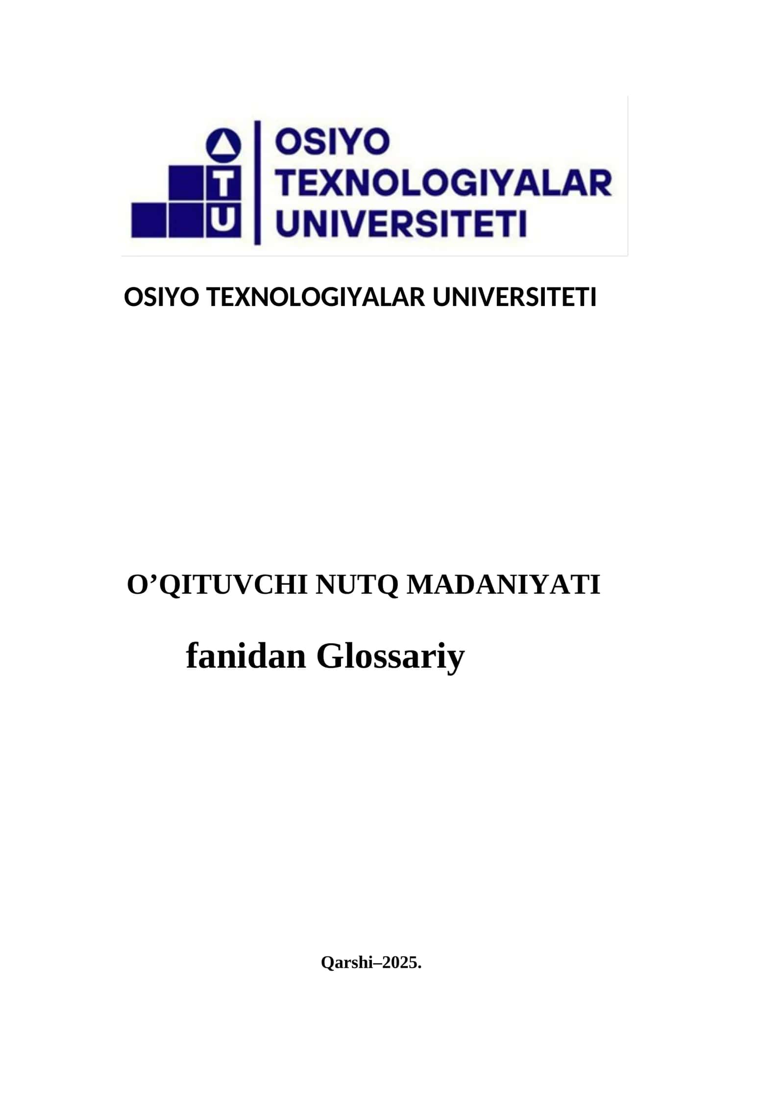 Nutq Madaniyati Glossariy 1