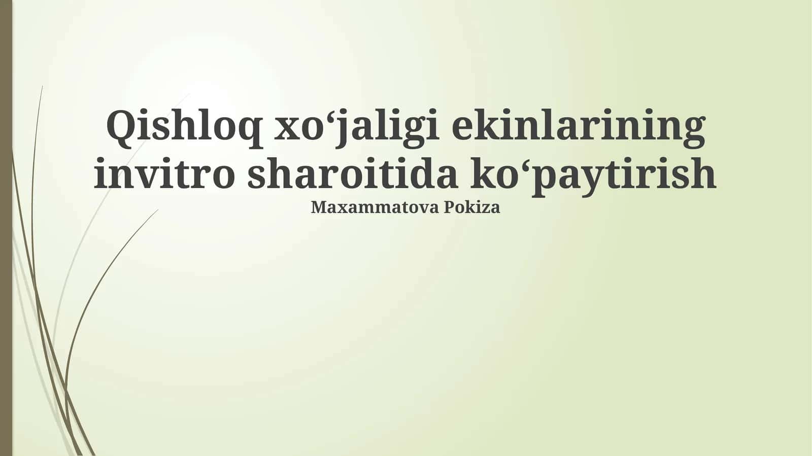 Qishloq xoʻjaligi ekinlarining invitro sharoitida koʻpaytirish 1