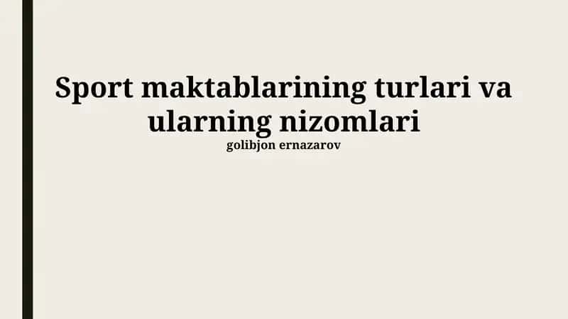 Sport maktablarining turlari va ularning nizomlari 1
