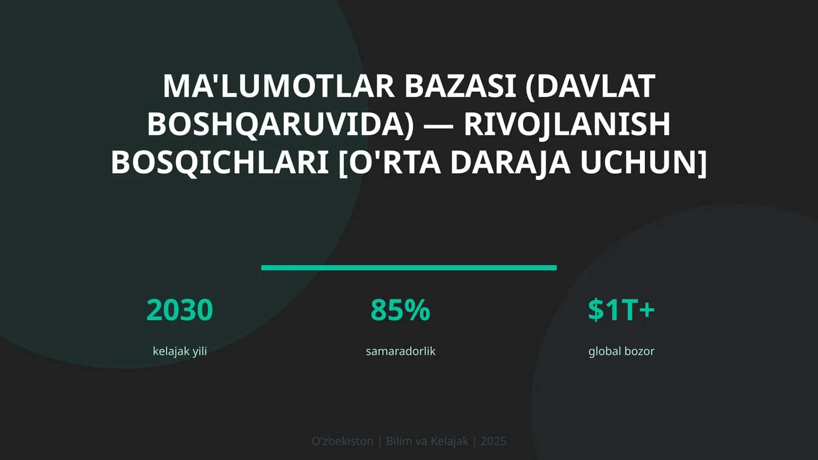 Ma'lumotlar bazasi (davlat boshqaruvida) — rivojlanish bosqichlari [o'rta daraja uchun] 1
