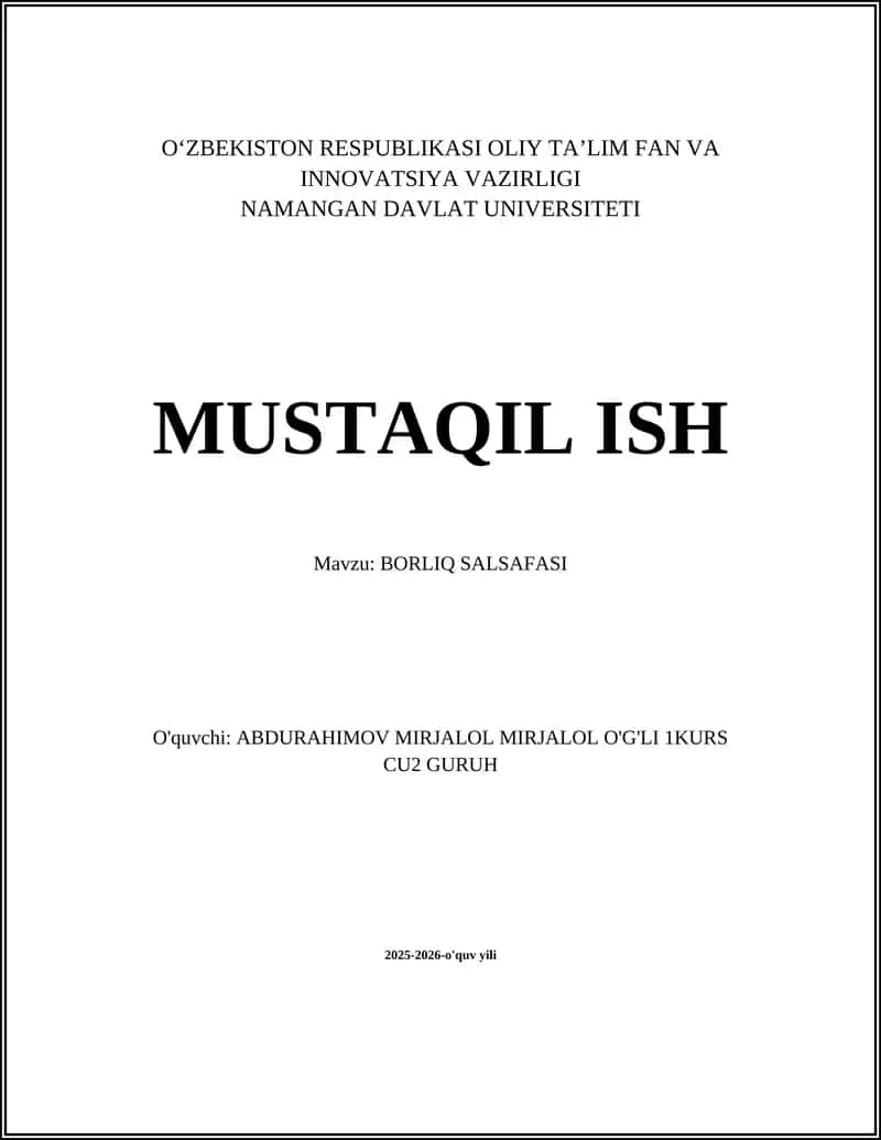 BORLIQ SALSAFASI 1