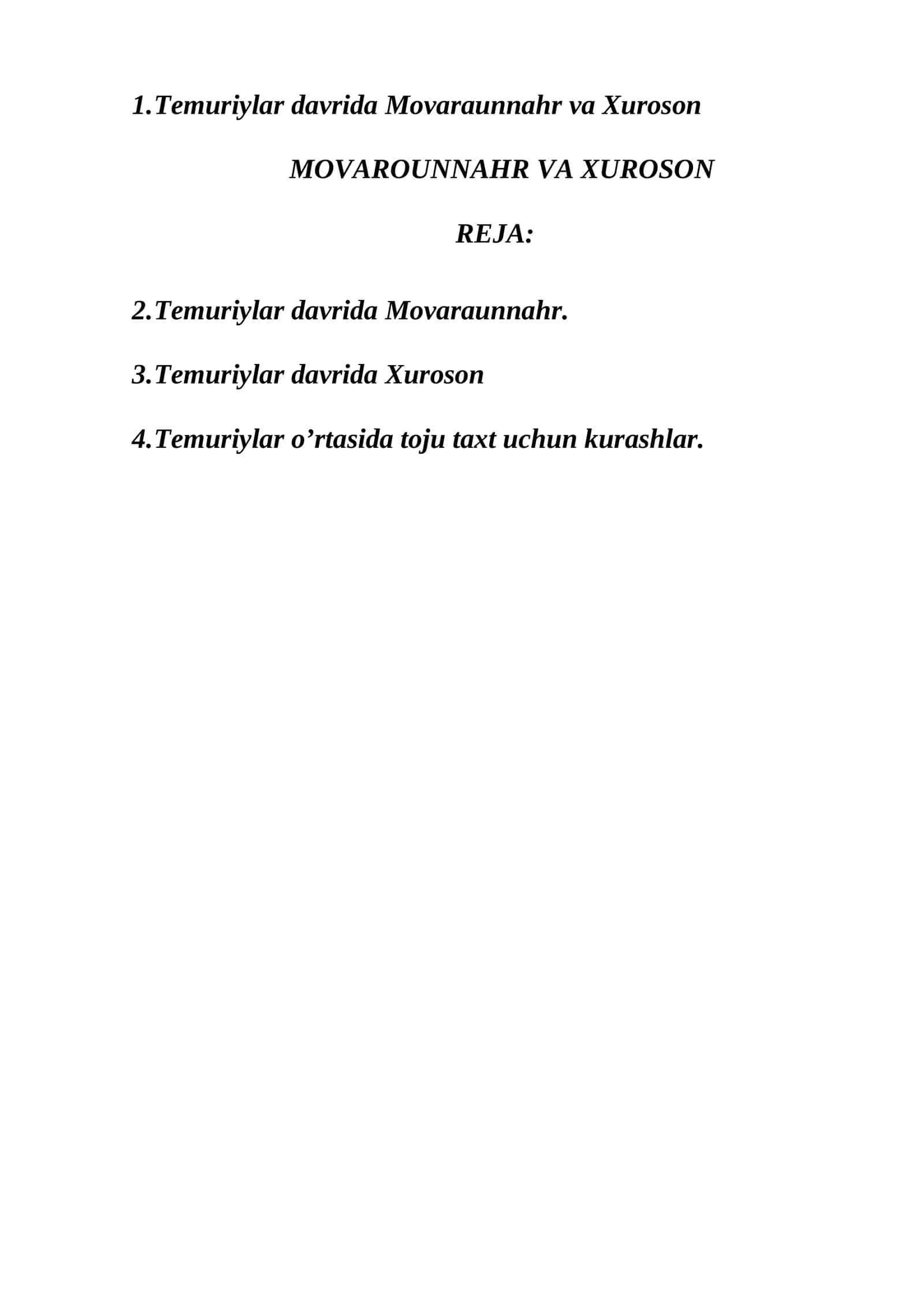 Temuriylar davrida Movaraunnahr va Xuroson 1