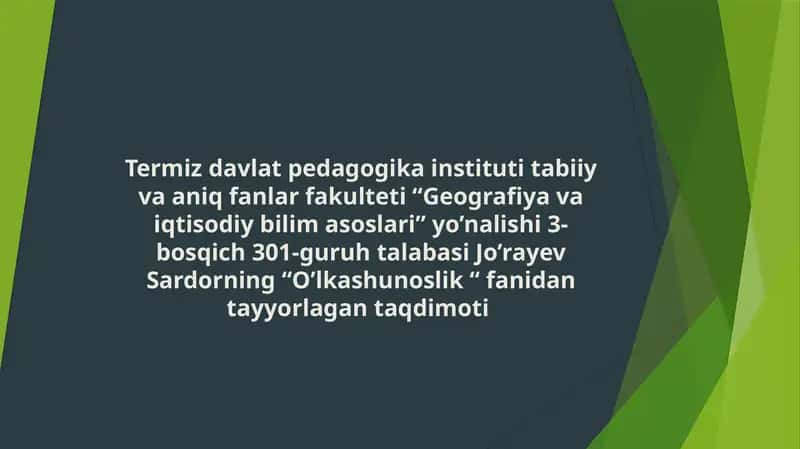 O'lkashunoslik 1