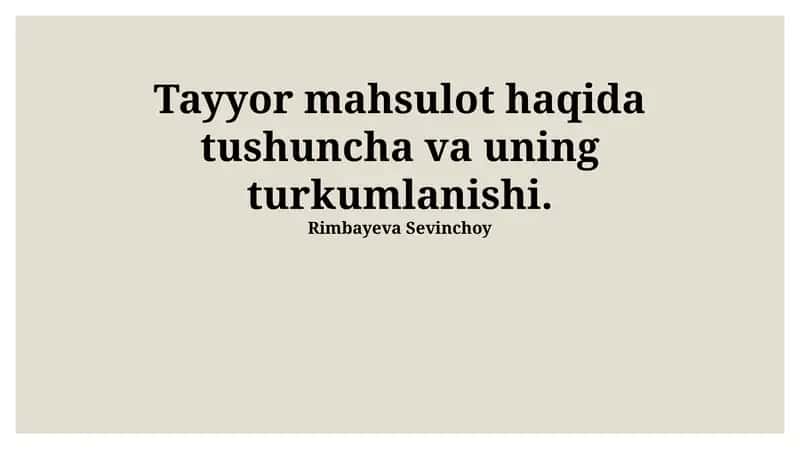 Tayyor Mahsulot Tushunchasi 1