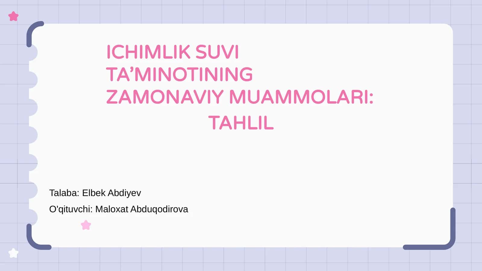 Ichimlik Suv Ta'minotining Zamonaviy Muammosi 1