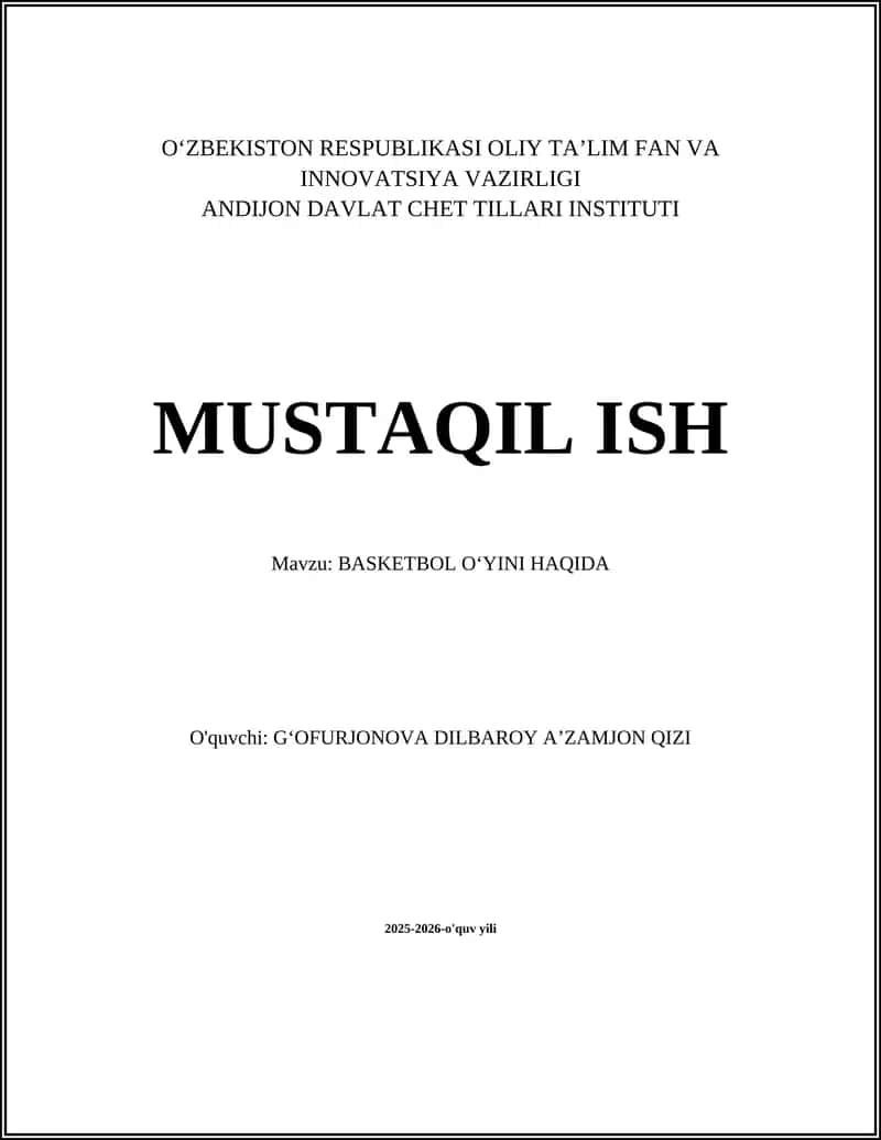 BASKETBOL OʻYINI HAQIDA 1