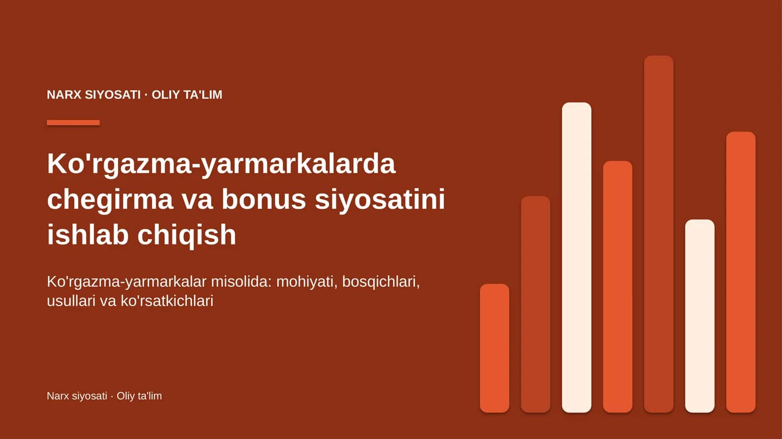 Ko'rgazma-yarmarkalarda chegirma va bonus siyosatini ishlab chiqish 1