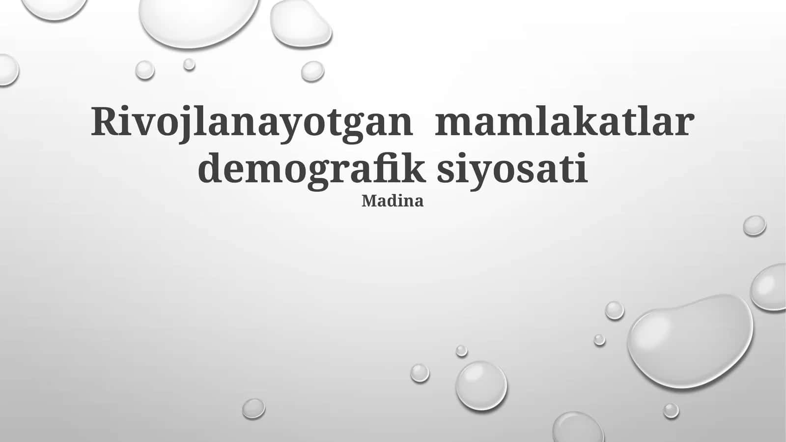 Rivojlanayotgan mamlakatlar demografik siyosati 1