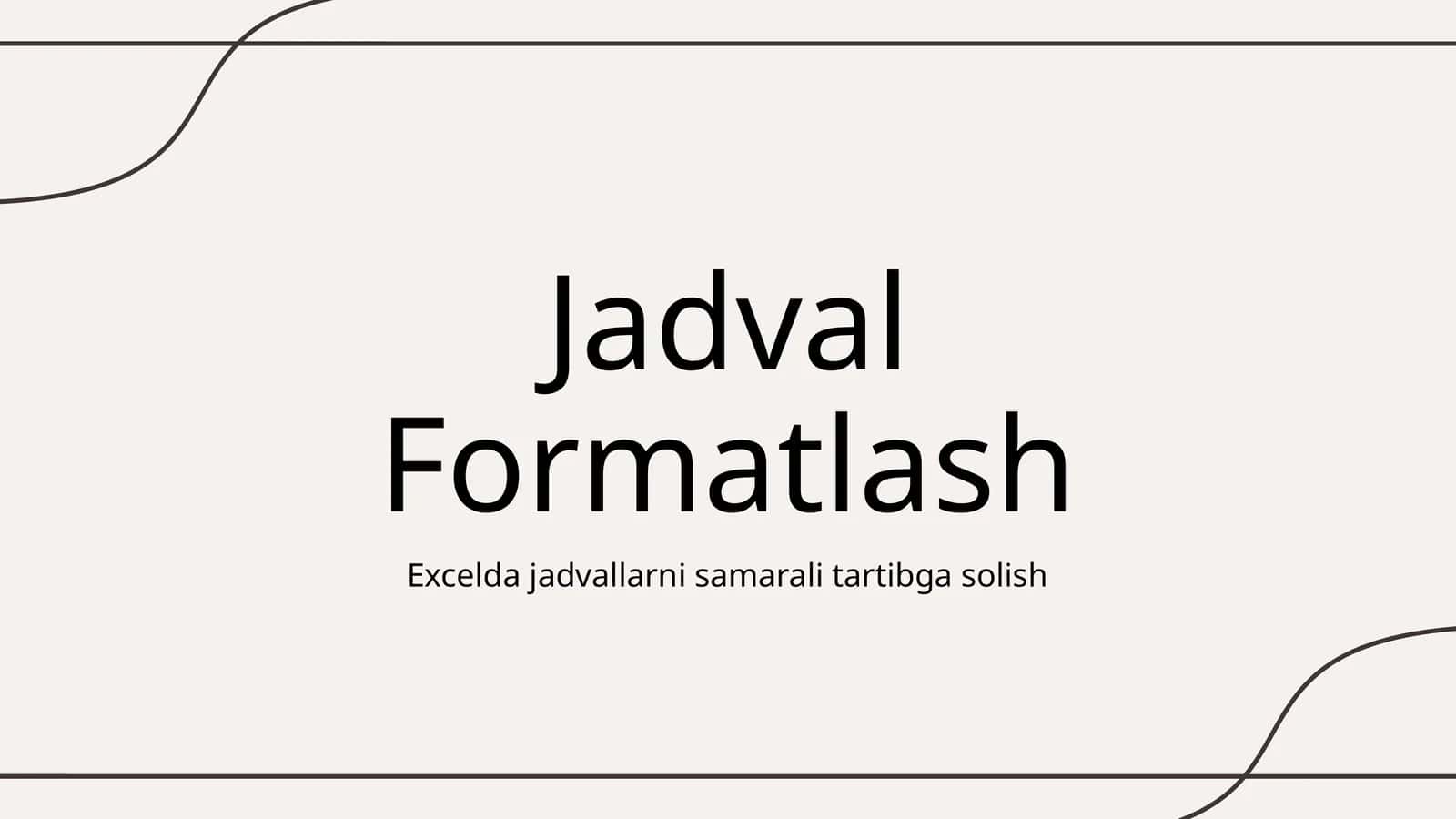 Jadval Formatlash 1