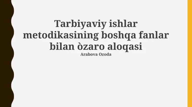 Ta'lim Metodikalarining Boshqa Fanlar bilan Integratsiyasi 1