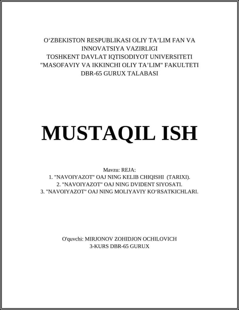 "NAVOIYAZOT" OAJ NING KO'CHMAS MULK SIYOSATI 1