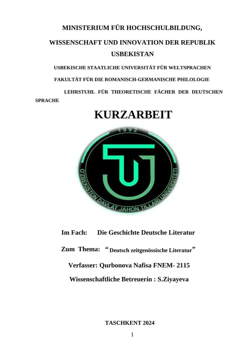 Deutsch zeitgenössische Literatur 1