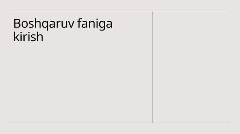 Boshqaruv faniga kirish 1