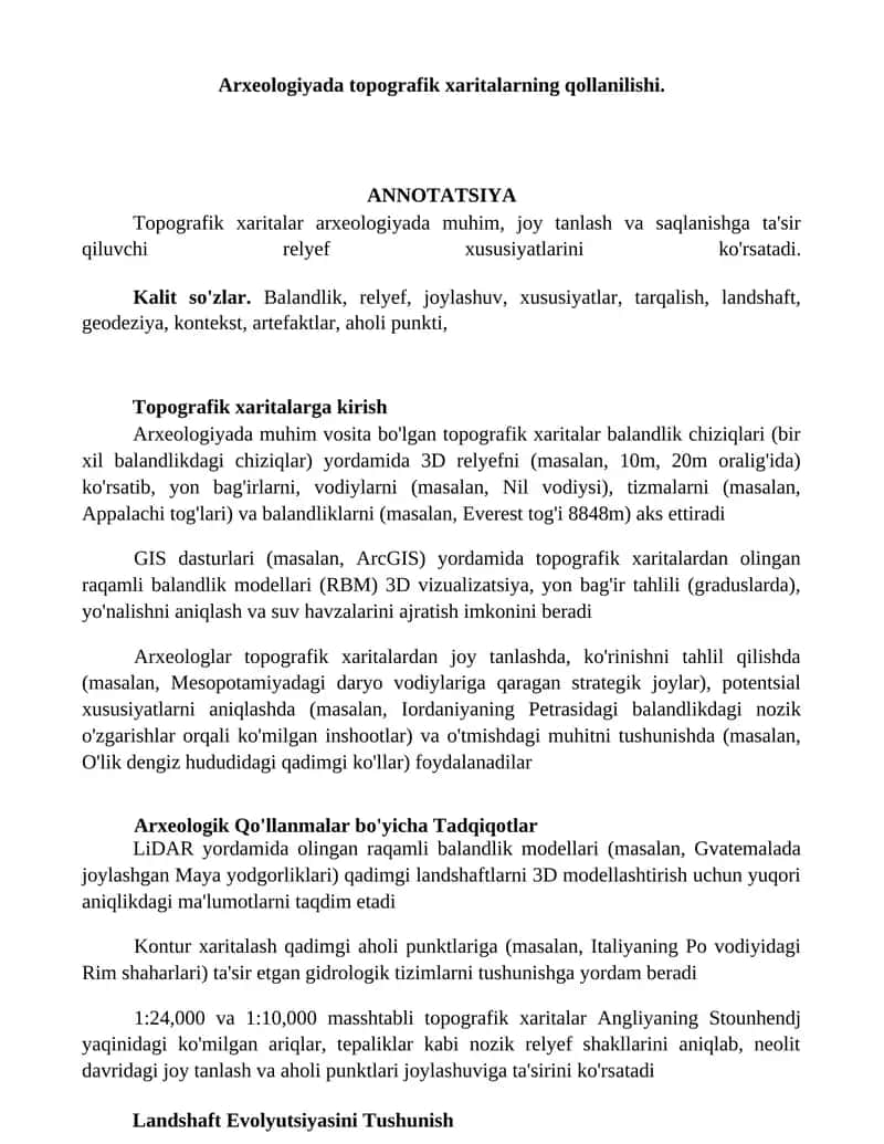 Topografik xaritalar arxeologiyada 1