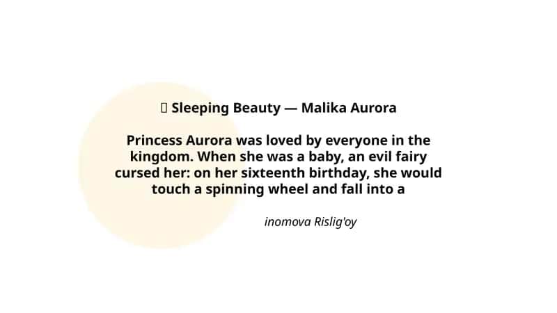 Sleeping Beauty (Uyqudagi malika - Malika Aurora) 1
