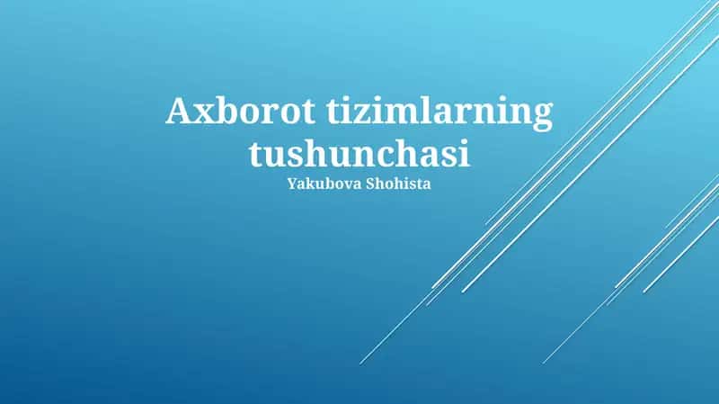 Axborot tizimlarning tushunchasi 1
