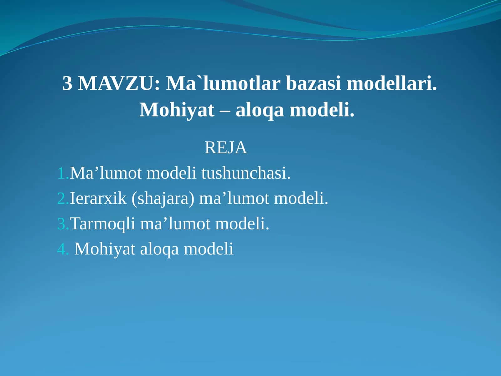 Ma`lumotlarbazasimodellari 1