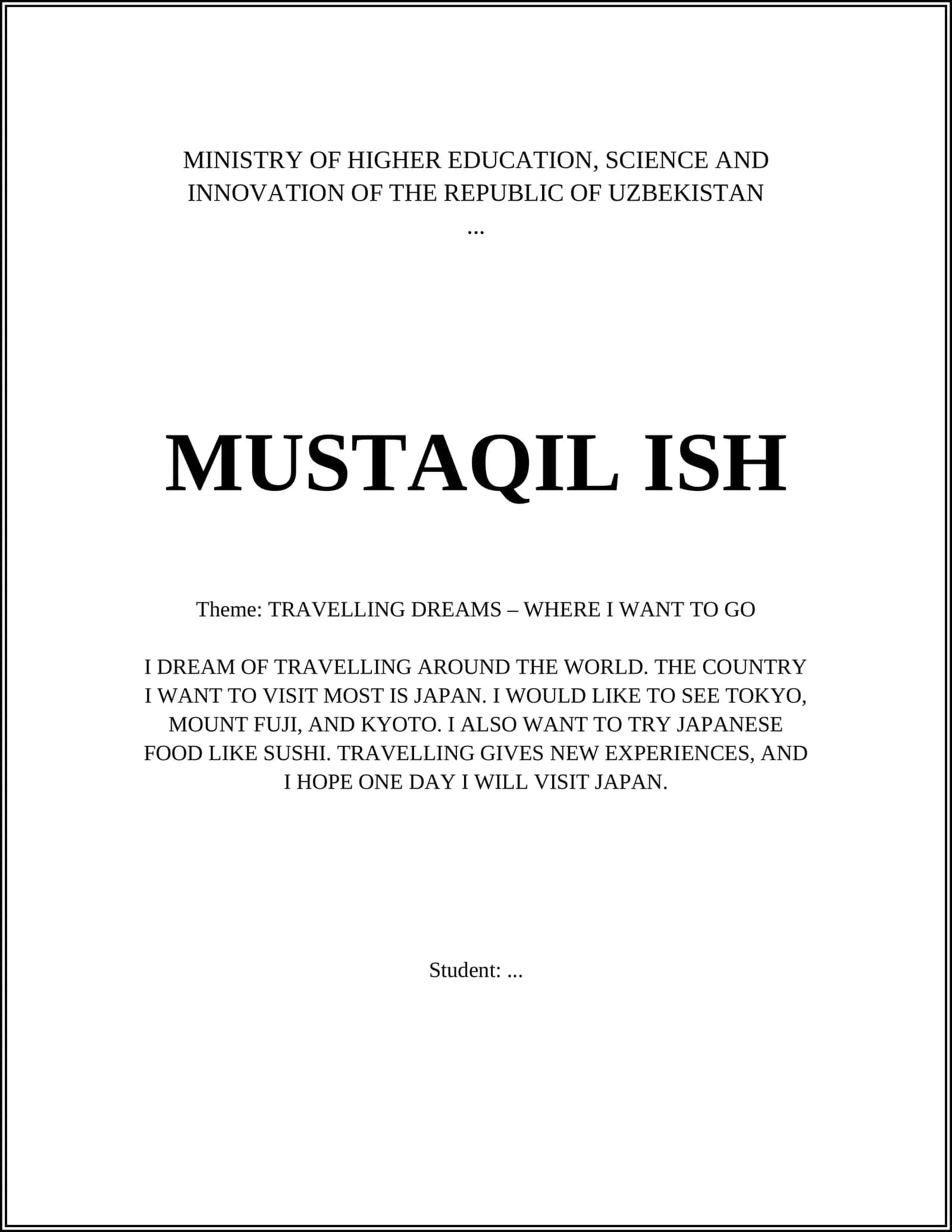 MUSTAQIL ISH 1