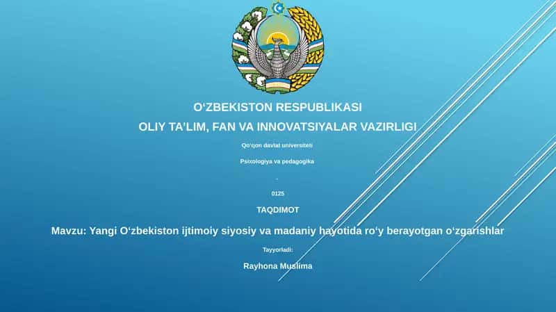 Yangi Oʻzbekiston ijtimoiy siyosiy va madaniy hayotida roʻy berayotgan oʻzgarishlar 1