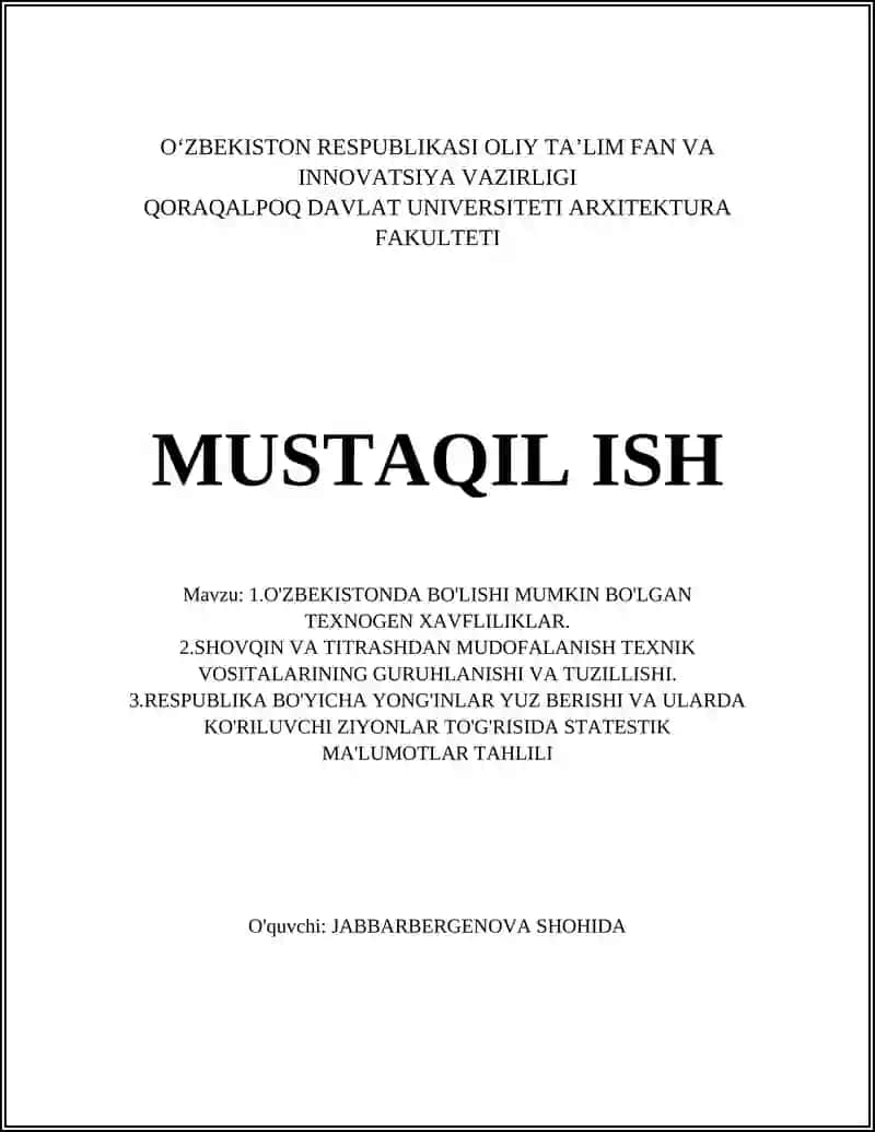 O'zbekistonda texnogen xavfliliklar