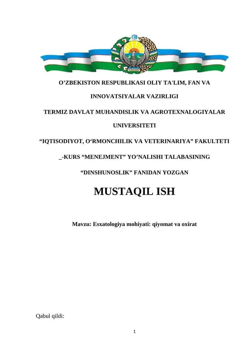 Esxatologiya mohiyati: qiyomat va oxirat 1