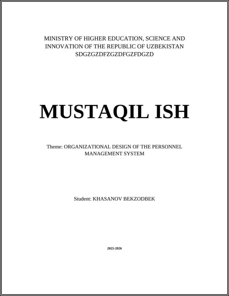 ORGANIZATIONAL DESIGN OF THE PERSONNEL MANAGEMENT SYSTEM 1