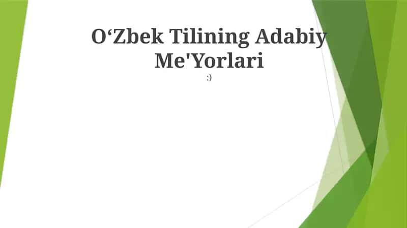 Oʻzbek Tilining Adabiy Me'Yorlari:) 1
