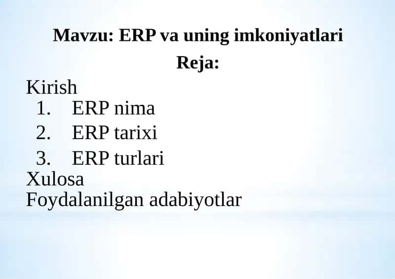 ERPning imkoniyatlari 1