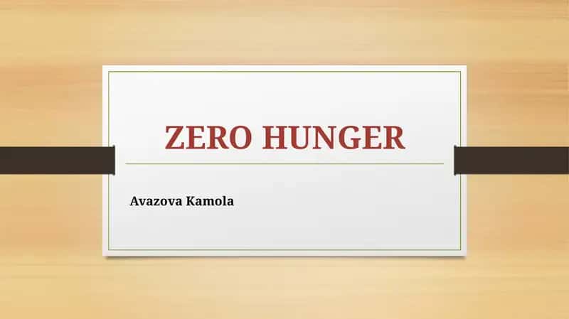 ZERO HUNGER 1