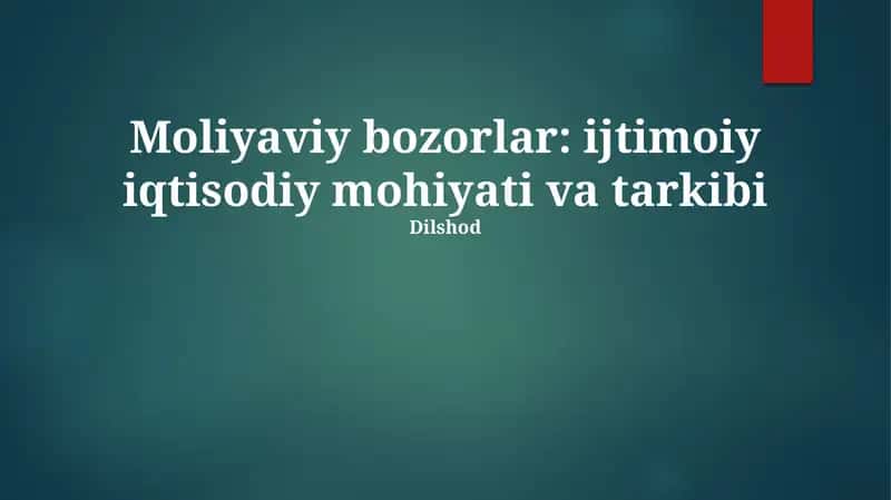 Moliyaviy bozorlar 1